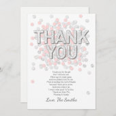 Babyparty danken Ihnen, silbernes Rosa des Dankeskarte (Vorne/Hinten)
