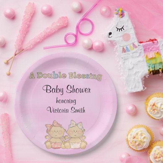 Babyparty-Doppelmädchen Pappteller (Party)
