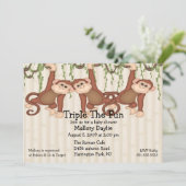 Babyparty-Dreiergruppe-Affen Einladung (Stehend Vorderseite)