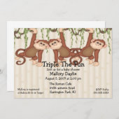 Babyparty-Dreiergruppe-Affen Einladung (Vorne/Hinten)