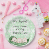 Babyparty-Dreiergruppe-Erbsen in einer Hülse Pappteller (Party)