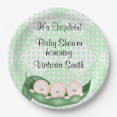 Babyparty-Dreiergruppe-Erbsen in einer Hülse Pappteller (Vorderseite)