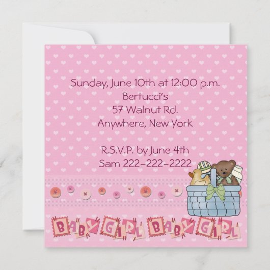 Babyparty Einladung (Rückseite)