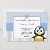 Babyparty-Einladung - Baby Penquin Herz Einladung (Vorderseite)