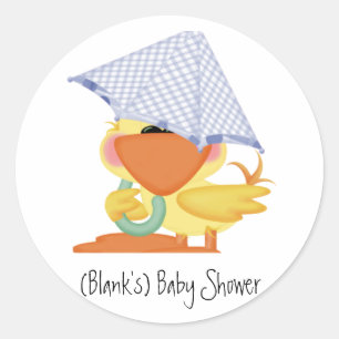 Babyparty Einladung-Blaue Ente/Quackup Runder Aufkleber