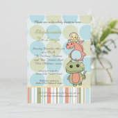 Babyparty-Einladung der Dinos Spiel-Dinosaurier-T Einladung (Stehend Vorderseite)