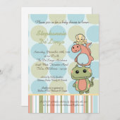 Babyparty-Einladung der Dinos Spiel-Dinosaurier-T Einladung (Vorne/Hinten)