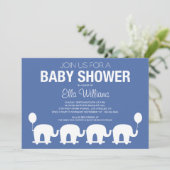 BABYPARTY-EINLADUNG DES MARINE-BLAU-RETRO EINLADUNG (Stehend Vorderseite)