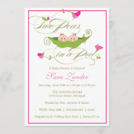 Babyparty-Einladung - Doppelmädchen-Erbse in einer Einladung