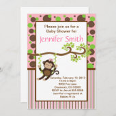 Babyparty-Einladung - Dschungel-Affe Einladung (Vorne/Hinten)