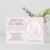 Babyparty-Einladung "es ist ein Mädchen!" Rosa Einladung (Stehend Vorderseite)