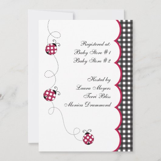 Babyparty-Einladung Gingham-Damen-Bug Einladung (Rückseite)