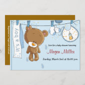 Babyparty-Einladung - Junge Einladung (Vorne/Hinten)