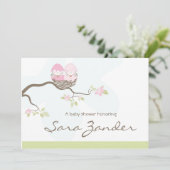 Babyparty-Einladung - rosa DoppelVogelbabys Einladung (Stehend Vorderseite)