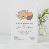 Babyparty | Einladung von Sleepy Beaver (Stehend Vorderseite)