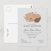 Babyparty | Einladung von Sleepy Beaver Postkarte (Vorne/Hinten)