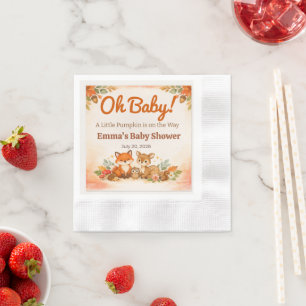 Babyparty-Einladung Wald Herbst Oh Baby Serviette