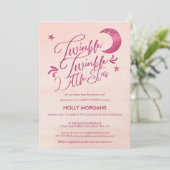Babyparty-Einladungs-Funkeln-Stern-Rosa Einladung (Stehend Vorderseite)