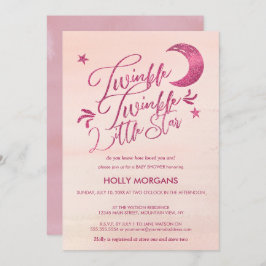 Babyparty-Einladungs-Funkeln-Stern-Rosa Einladung