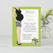 Babyparty-Einladungs-Grün mit Zebra-Muster Einladung (Stehend Vorderseite)