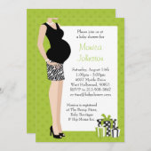 Babyparty-Einladungs-Grün mit Zebra-Muster Einladung (Vorne/Hinten)