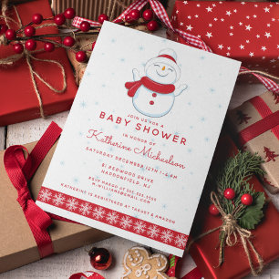 Babyparty   Frohe Weihnachten Snowman Einladung Postkarte