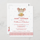 Babyparty | Frohe Weihnachtsmaus Einladung Postkarte (Vorne/Hinten)