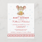 Babyparty | Frohe Weihnachtsmaus Einladung Postkarte (Vorderseite)
