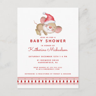 Babyparty Frohe Weihnachtsmaus Einladung Postkarte
