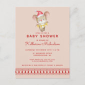 Babyparty | Frohe Weihnachtsmaus Einladung Postkarte (Vorderseite)