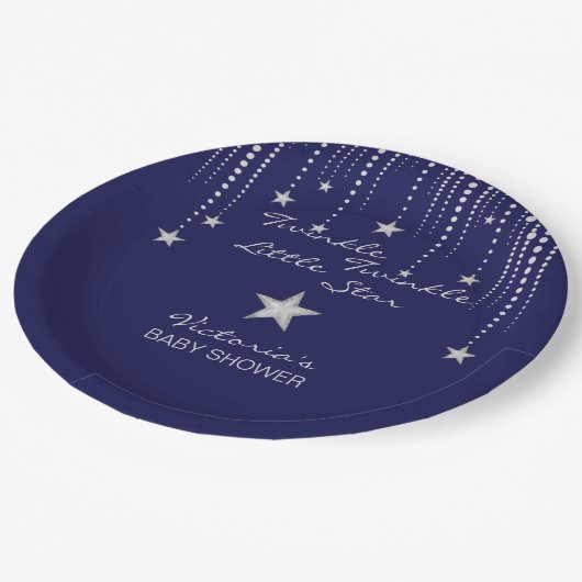 Babyparty-Funkeln-Funkeln-kleiner Stern Pappteller (Schrägansicht)