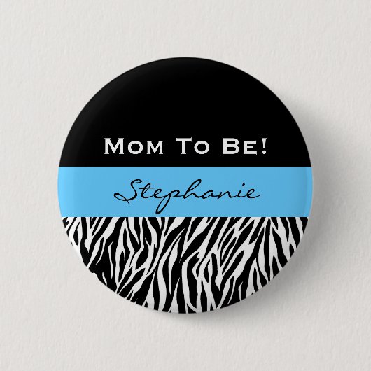 Babyparty für Jungemodernen Zebra-Druck Button (Vorderseite)