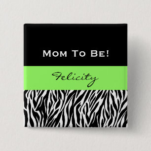 Babyparty für Jungemodernen Zebra-Druck V3 Button