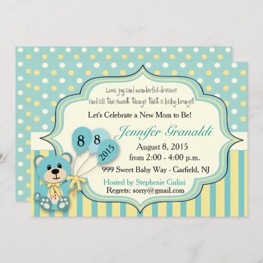 Babyparty für Mädchen oder Jungen Einladung (Vorne/Hinten)