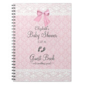 Babyparty-Gast-Buch-Rosa-Damast Notizblock (Vorderseite)