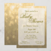 Babyparty | Gold Bokeh Lights Einladung (Vorne/Hinten)