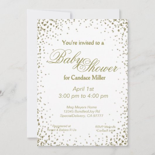 Babyparty | Gold Confetti Einladung (Vorderseite)