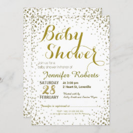 Babyparty | Gold Glitzer Stars Einladung