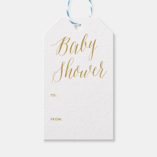 Babyparty | Gold Modern Calligraphy Gift Tag Geschenkanhänger (Vorderseite)