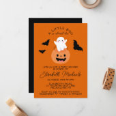 Babyparty | Halloween Lil' Boo Ghost Mitteilungskarte (Vorderseite/Rückseite Beispiel)