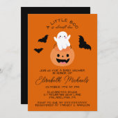 Babyparty | Halloween Lil' Boo Ghost Mitteilungskarte (Vorne/Hinten)