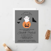 Babyparty | Halloween Lil' Boo Ghost Mitteilungskarte (Vorderseite/Rückseite Beispiel)