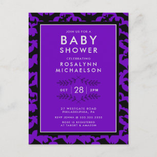 Babyparty   Halloween Lila Bat Muster Postca Postkarte