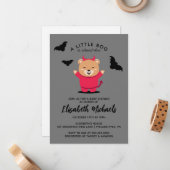 Babyparty | Halloween Niedlich Lil'Bär Devil Mitteilungskarte (Vorderseite/Rückseite Beispiel)