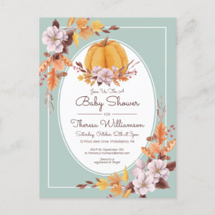 Babyparty   Hübsche Herbsteinladung Postkarte