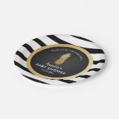 Babyparty | Imitate Ananas | Streifen Pappteller (Schrägansicht)