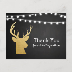 Babyparty   Imitats Gold Foil Antler   Kopfbrett Postkarte