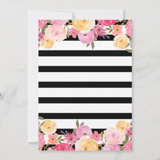 Babyparty | Imitats Gold Foil Meerjungfrau | Flora Einladung (Rückseite)