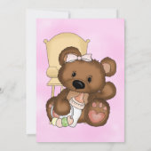 Babyparty ist es ein Mädchen-Teddybär Einladung (Rückseite)