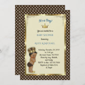 Babyparty-Junge, Prinz Boy, Kastanienbraun, weiß Einladung (Vorne/Hinten)